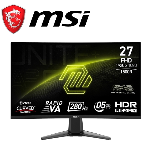 微星 MAG 276CXF 27型 (VA曲面/1500R/280Hz/0.5ms/2H1DP/AI Vision)